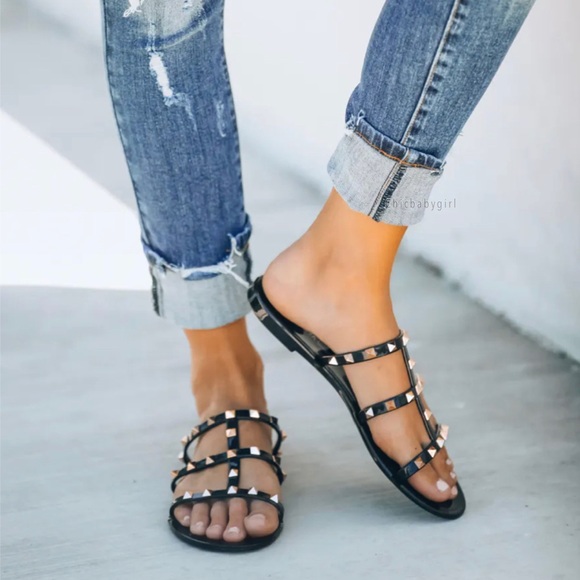 Treasured Gold Studded Sandal - Black - Picture 2 of 9